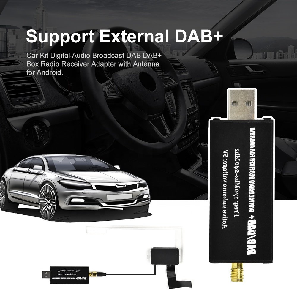 Podofo DAB Box External DAB+ Antenna Module Adapter for Android Car Radio Stereo Autoradio Only for Europe
