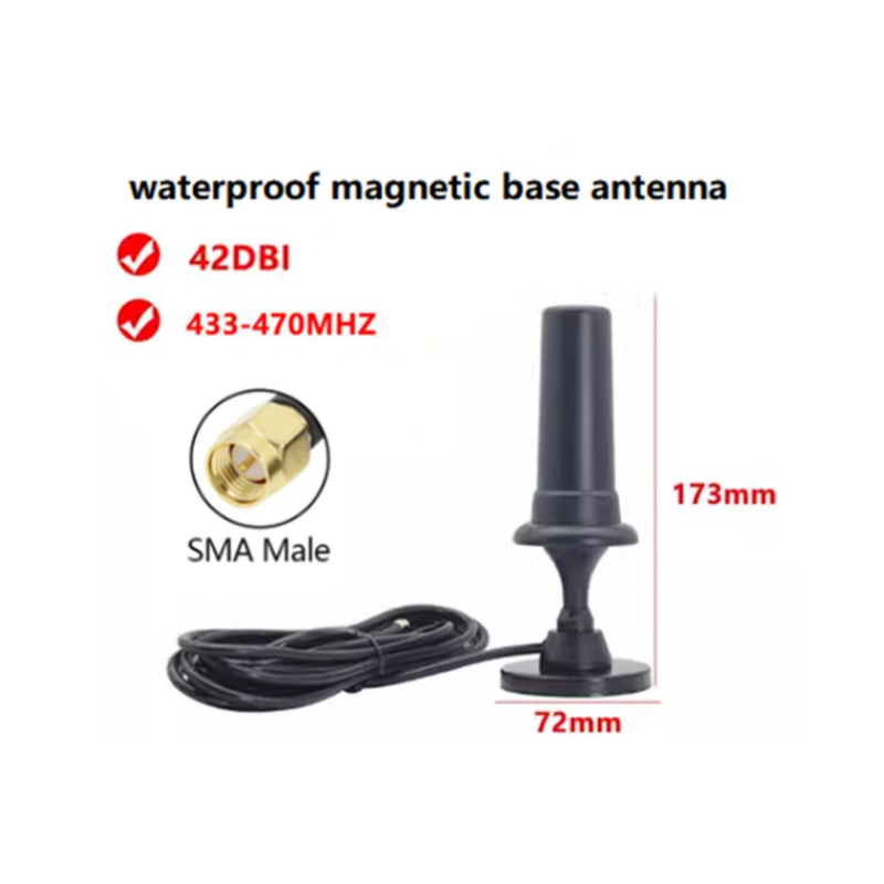 40DBi 5G magnetic base waterproof antenna 433-470MHZ/868-915MHZ RG58 3M cable SMA male connector for module car smart meter