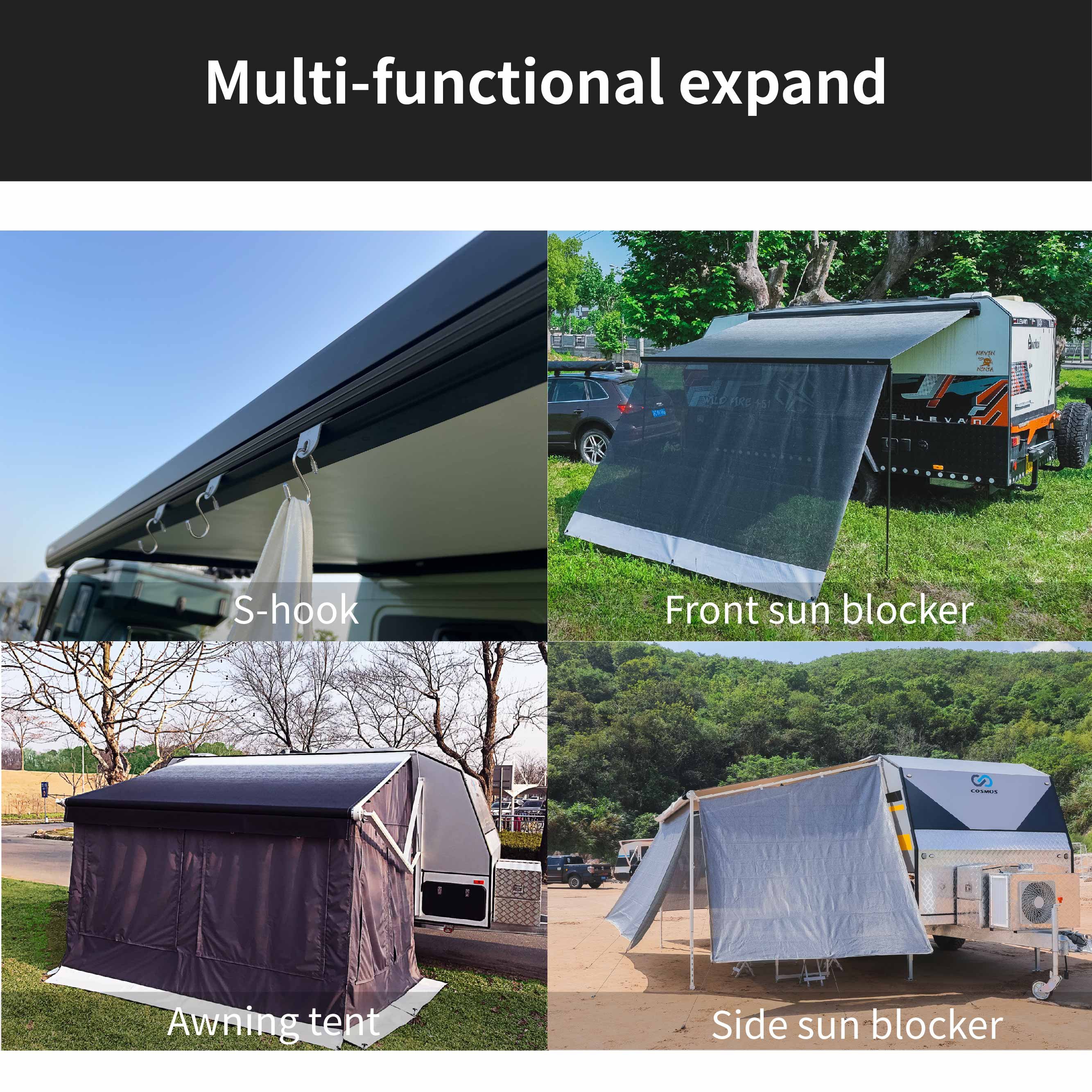 Wareda Manual Retractable Car Motorhome caravan Rv Camper Van Awning Camping Accessories