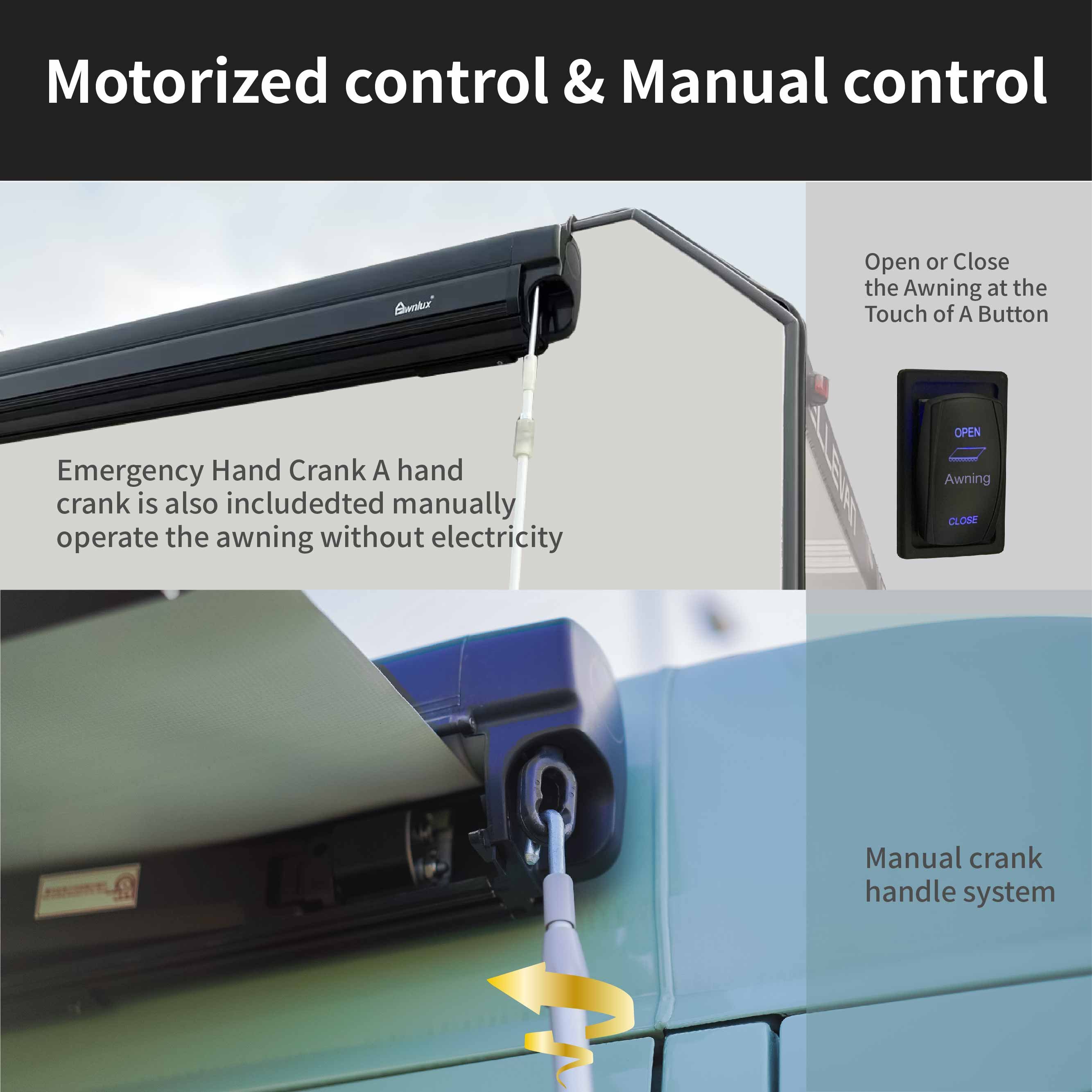 Wareda Manual Retractable Car Motorhome caravan Rv Camper Van Awning Camping Accessories