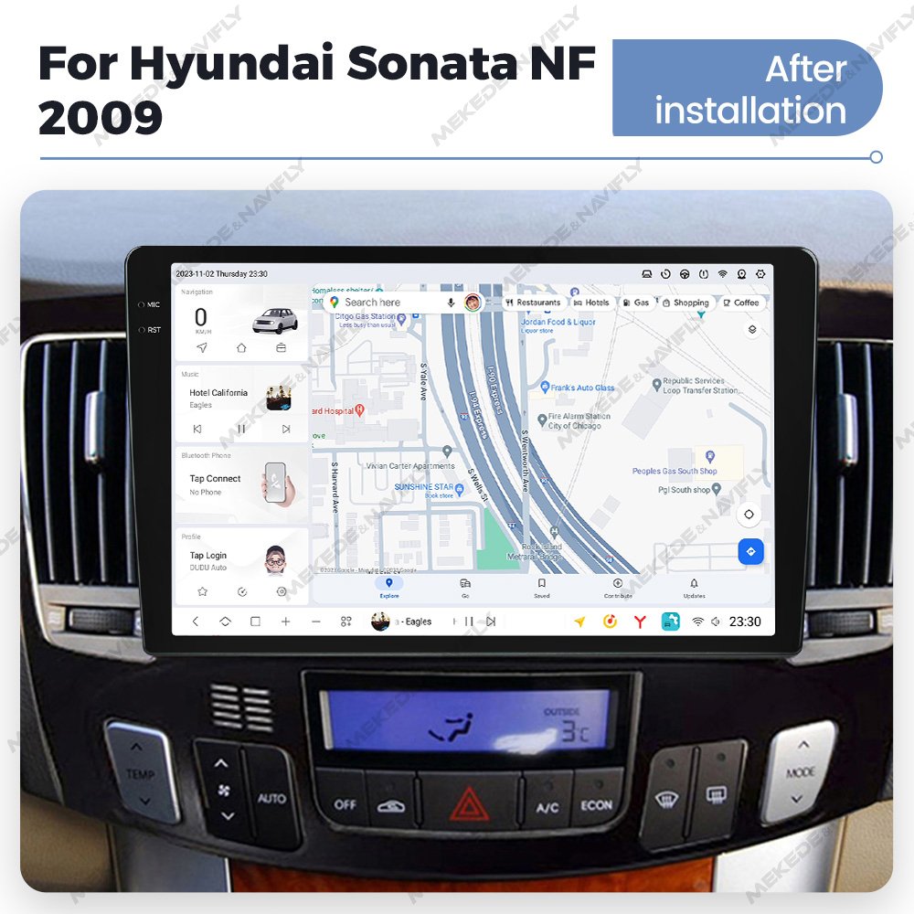 MEKEDE DUDU7 2K QLED Screen Car Radio Player Gps Navigation 12+512 8core WiFi 4G LTE for Hyundai Sonata NF 2009