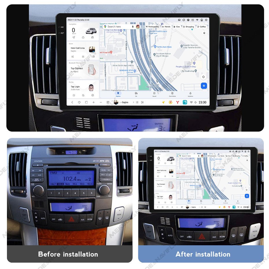 MEKEDE DUDU7 2K QLED Screen Car Radio Player Gps Navigation 12+512 8core WiFi 4G LTE for Hyundai Sonata NF 2009