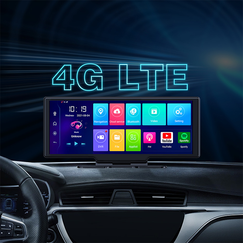 A10 10" 4.0 BT BLE FHD 1080P Auto Mirror Video Recording UI Dash Cam 4G Android Live Streaming FM CarPlay DVR With Sim Card