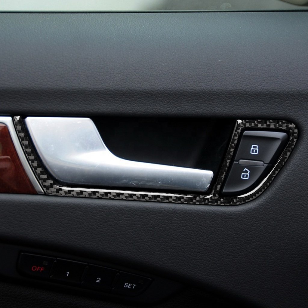 Inside Door Handle Frame Carbon Fiber Car Sticker Trim Decorative Interior Accessory for Audi Q5 /A4 B8/A5