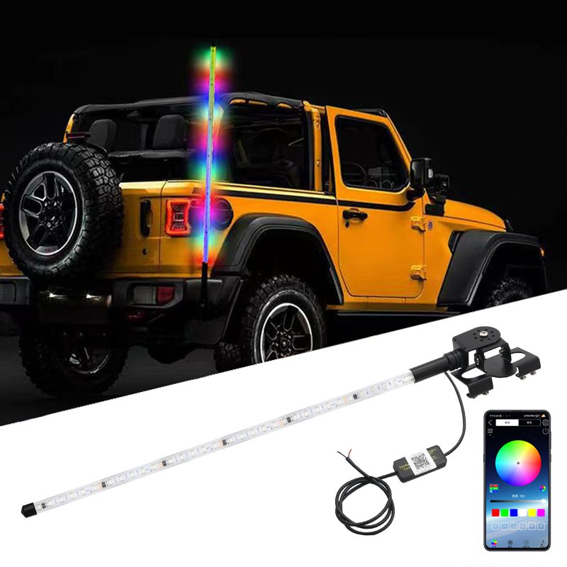 Factory 1PCS 5050 LED RGB APP Control Lighted Antenna Whip for Can-Am ATV UTV RZR Polaris Dune Buggy Offroad Truck