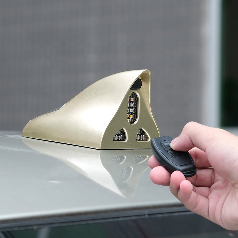 New Solar Magnetic Car Antenna Shark Fin Roof Tail Flashing LED Car Warning Lights Remote Control Vehicle Accessories D10B