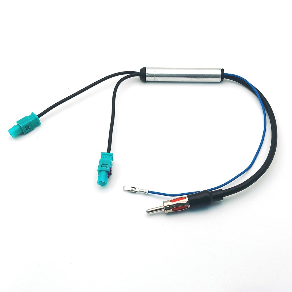 Fakra Z to DIN Car Radio Antenna AM/FM Signal Amplifier Cable for Volkswagen Passat Beetle