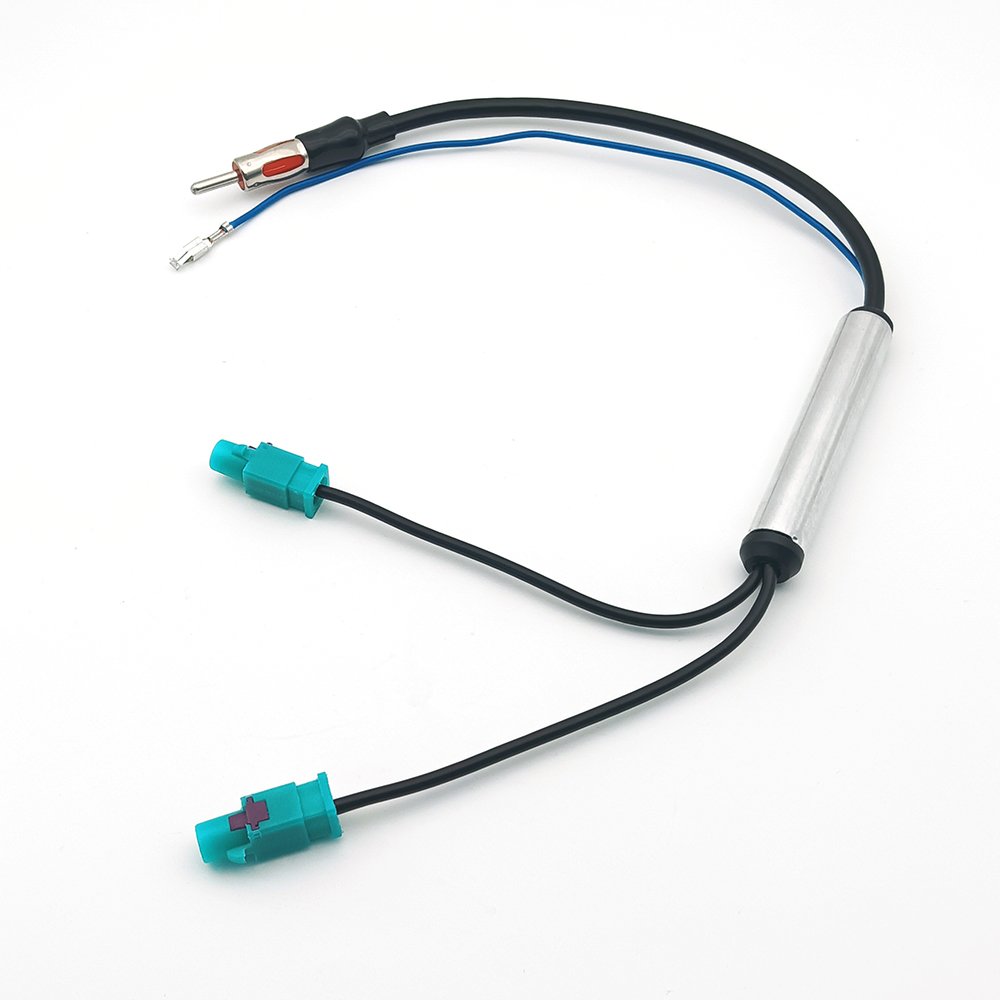 Fakra Z to DIN Car Radio Antenna AM/FM Signal Amplifier Cable for Volkswagen Passat Beetle