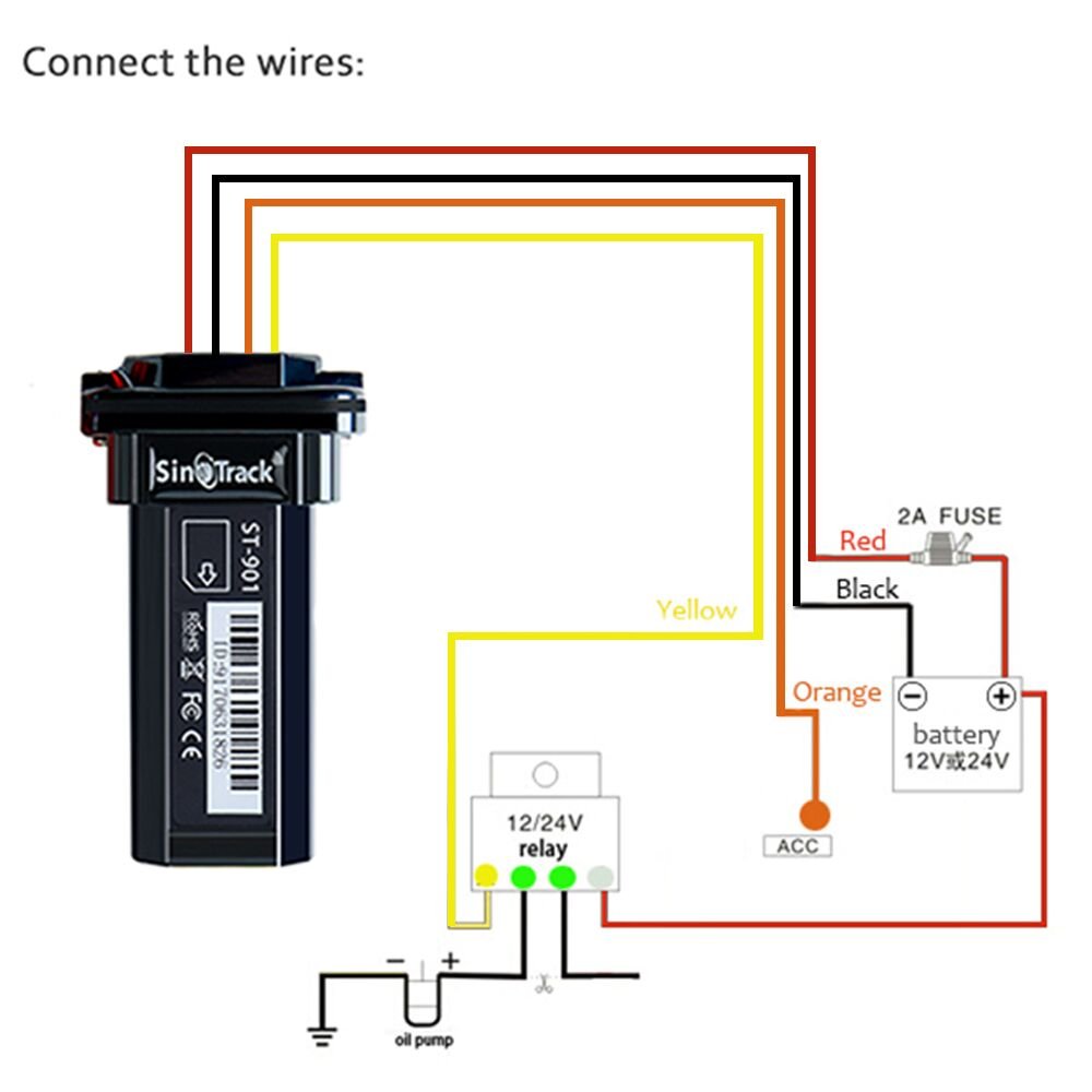 SinoTrack Hot Sales ST-901 4 Wire GPS Tracker for Motorcycle Car ACC Detection Motorcycle GPS Tracking System