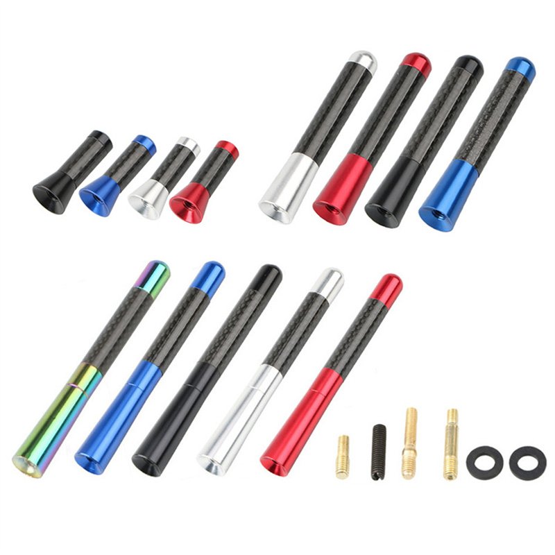 80mm Auto Signal Carbon Fiber Antenna Car Radio Antenna Metal Aluminum Long Antenna 3 Size