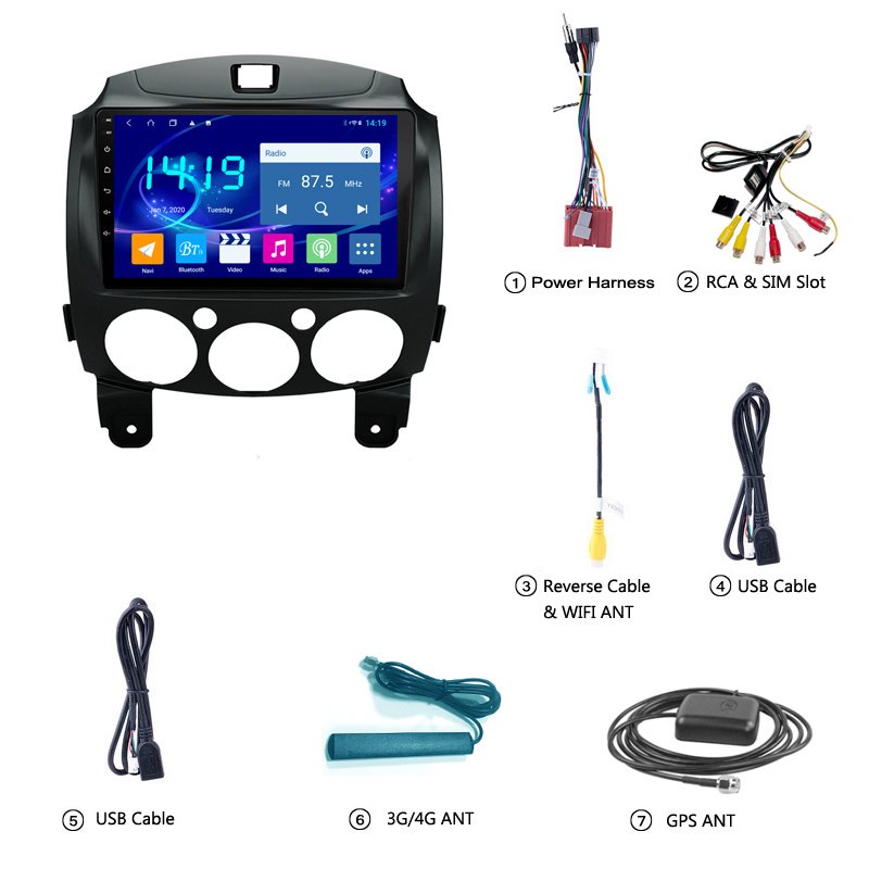 9 INCH IPS 4G+64G Android 10 for MAZDA 2 Demio 2007-2014 GPS Navigation Multimedia Player(18d51ba)