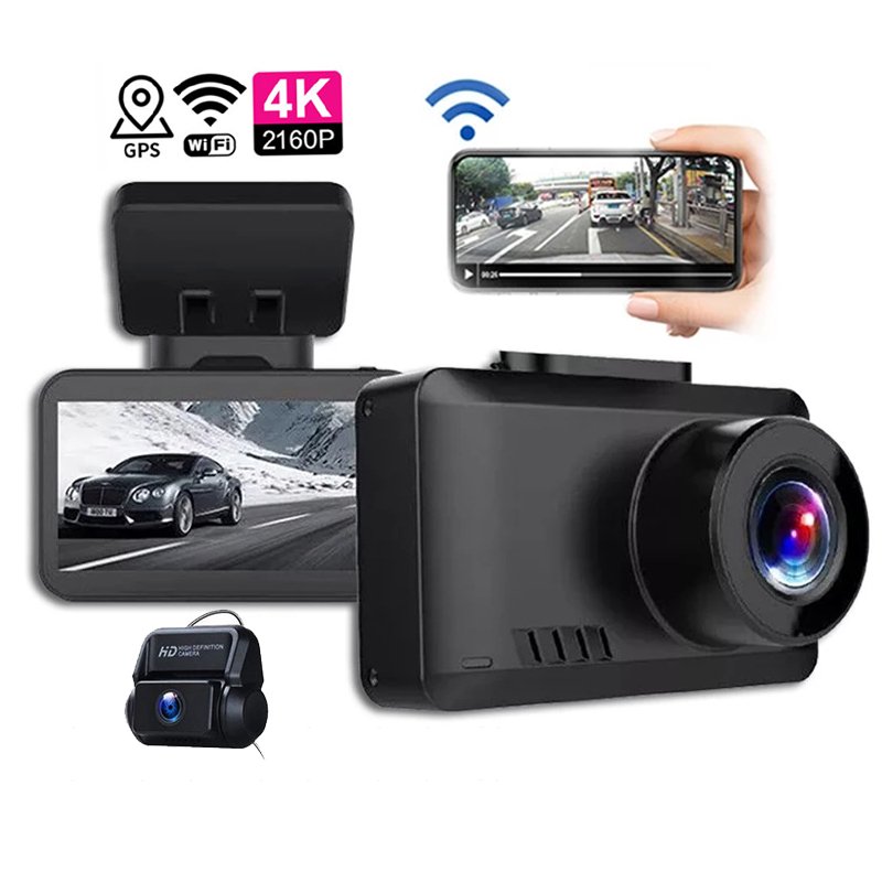 EGO 2.45 Inch Car Dvr Dual Camera Gps Night Vision Car Dash Camera 4k Wifi
