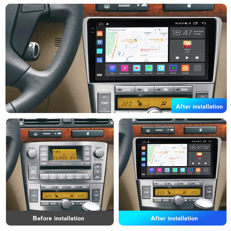 M6 PRO Android 12 2K QLED Screen Smart Car Multimedia System for Toyota Avensis 2002-2008 Car Audio Set