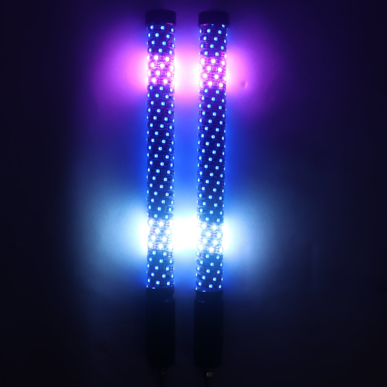 2FT Fat Whip Spiral LED Lights Antenna RGB Chasing Fat LED Whip Lights for RZR UTV ATV Can Am Polaris