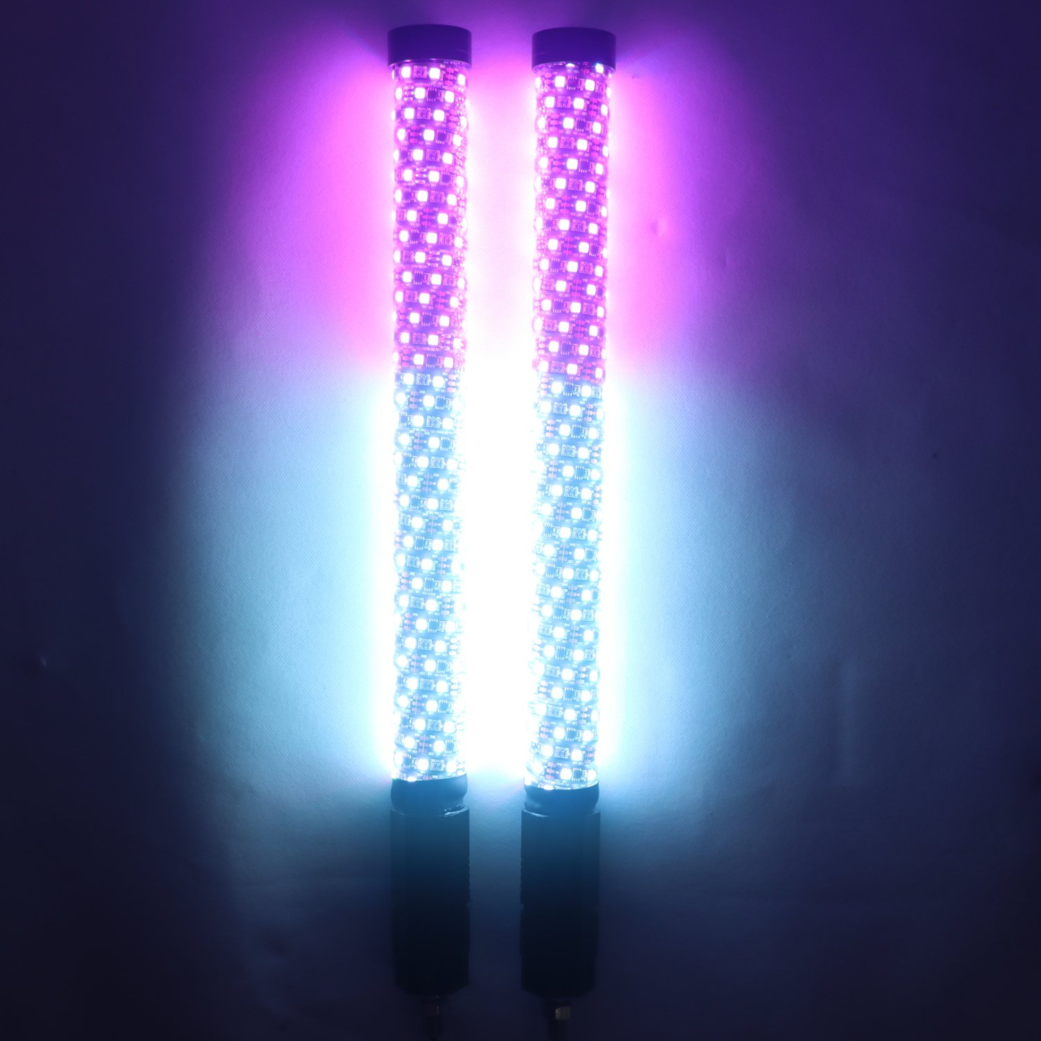2FT Fat Whip Spiral LED Lights Antenna RGB Chasing Fat LED Whip Lights for RZR UTV ATV Can Am Polaris