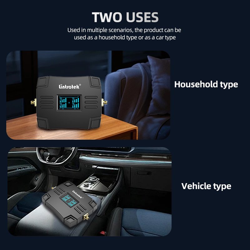 lintratek High Gain 4band LTE Mobile Cell Phone Booster Repeater USA For Car RV Truck OTR Vehicle Car Amplifier Plug and Play