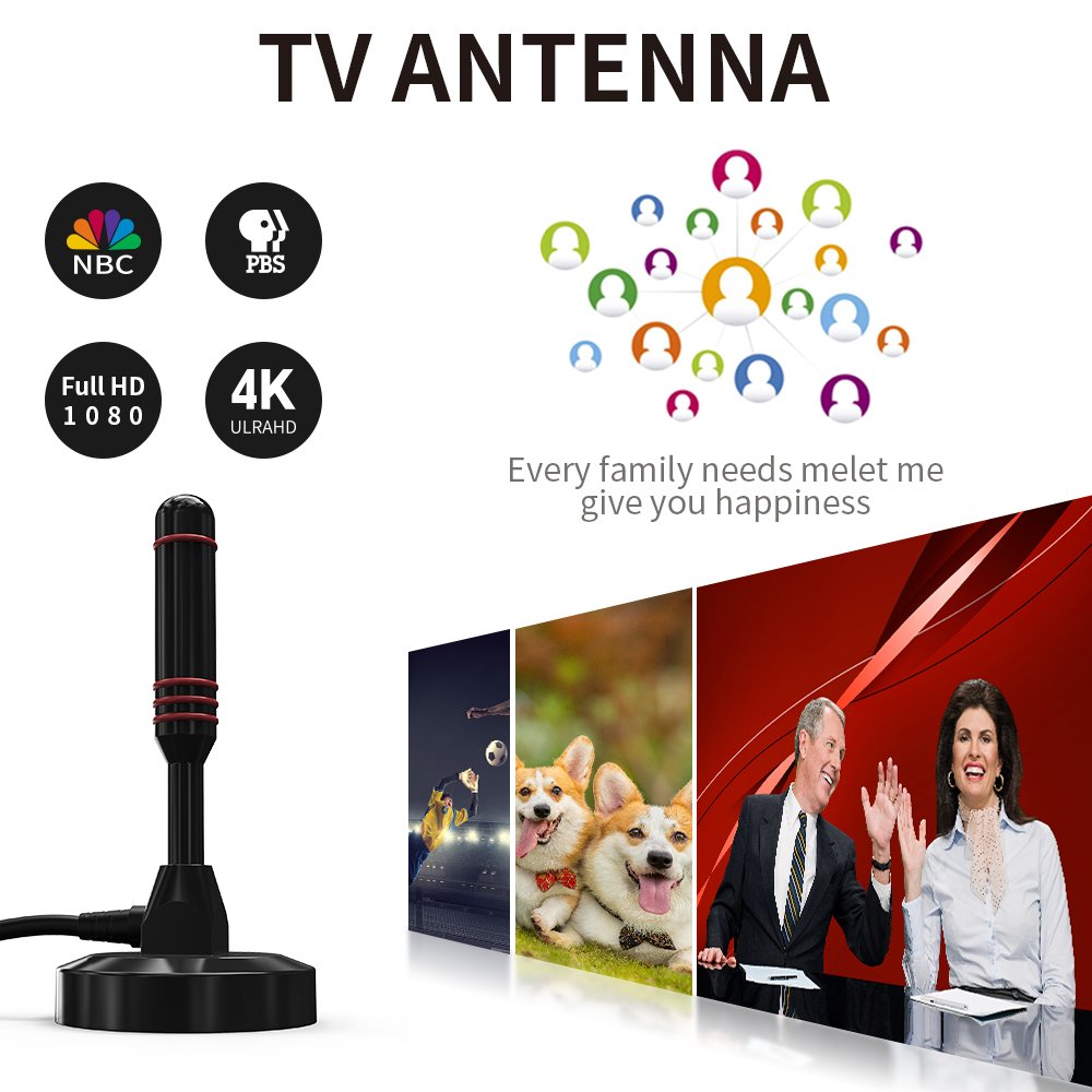 360 Degree Reception & Strong Magnetic Base Digital HDTV Antenna Car Satellite Tv Antenna with Amplifier Outdoor