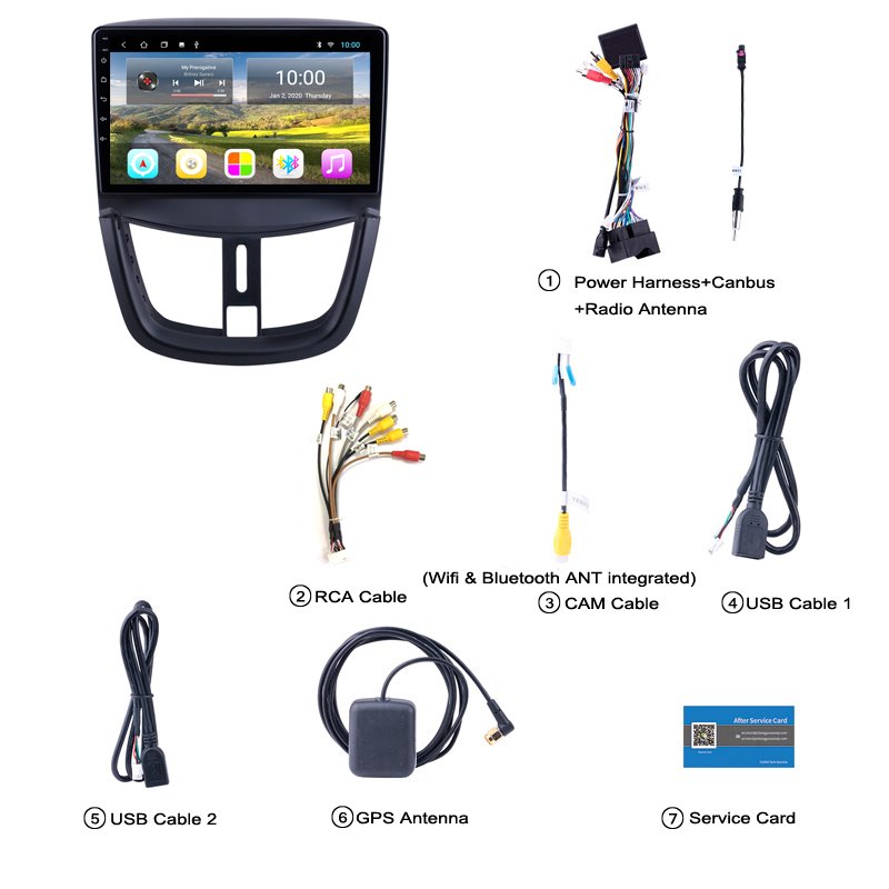 2G RAM for Peugeot 206+ Plus 207 2006-2012 Radio DVD Player Screen Audio Stereo GPS Navigation Android 10(2257b9ba)