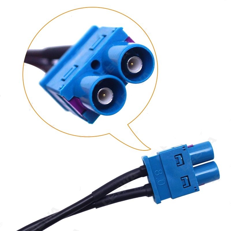 Car Dual FAKRA RF Radio Antenna Adapter With Amplifier Cable for Volkswagen RNS510/RCD510/310/Golf/MK5/MK6/Passat B6/B7/Tiguan