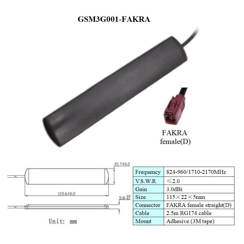SMA fme fakra high gain indoor use adhesive mount omni directional 2.4ghz wifi GSM 3G 4g lte 5g patch car antenna