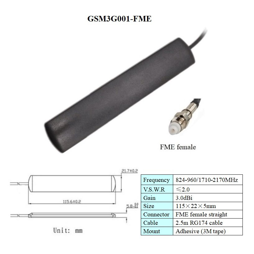 SMA fme fakra high gain indoor use adhesive mount omni directional 2.4ghz wifi GSM 3G 4g lte 5g patch car antenna
