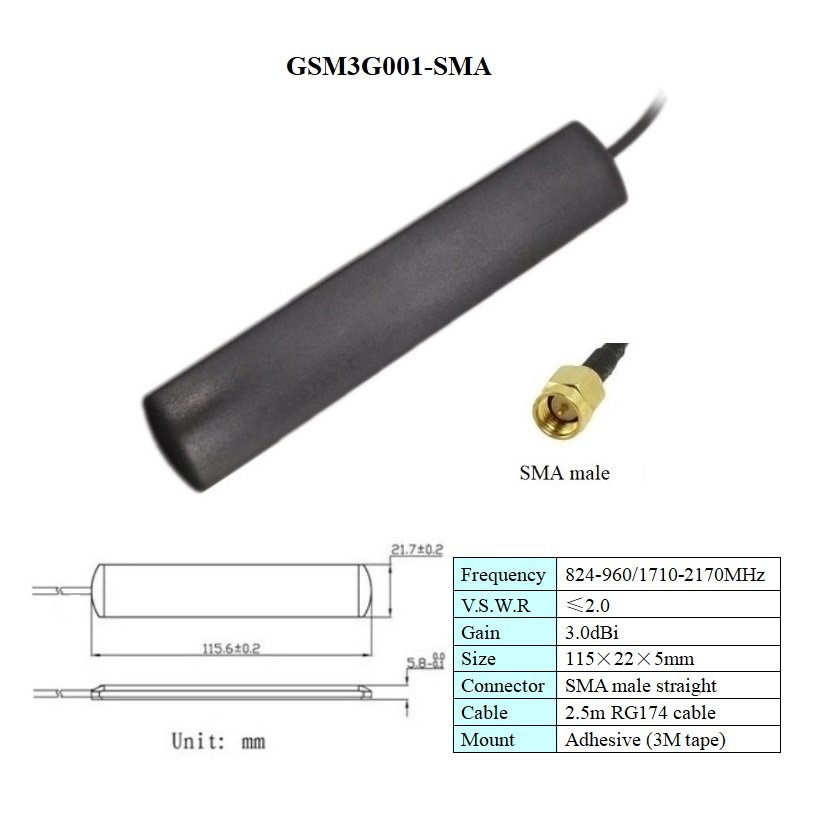 SMA fme fakra high gain indoor use adhesive mount omni directional 2.4ghz wifi GSM 3G 4g lte 5g patch car antenna