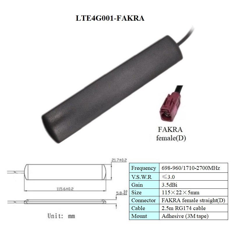 SMA fme fakra high gain indoor use adhesive mount omni directional 2.4ghz wifi GSM 3G 4g lte 5g patch car antenna