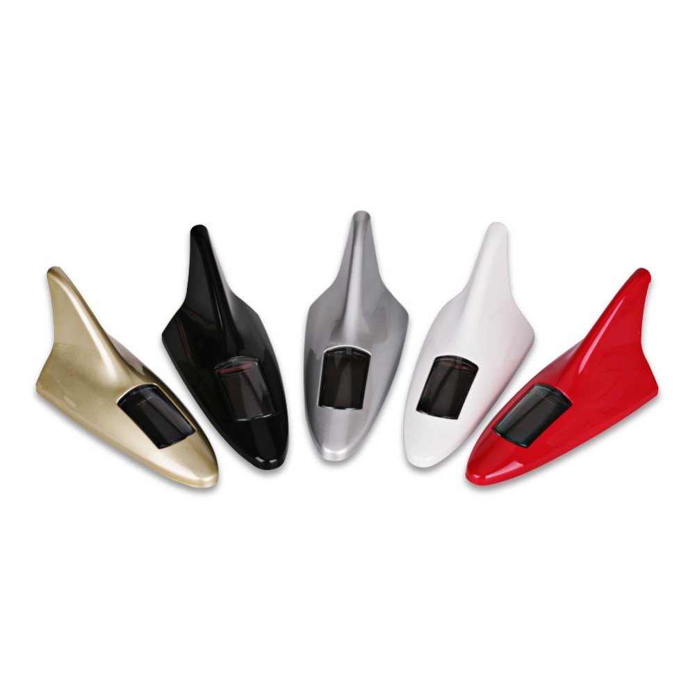 Flash 8-Led Auto Car Shark Antenna Fin Roof Antenna Car Styling Warning Tail Light Solar Power Antenne Voiture Antena Coche