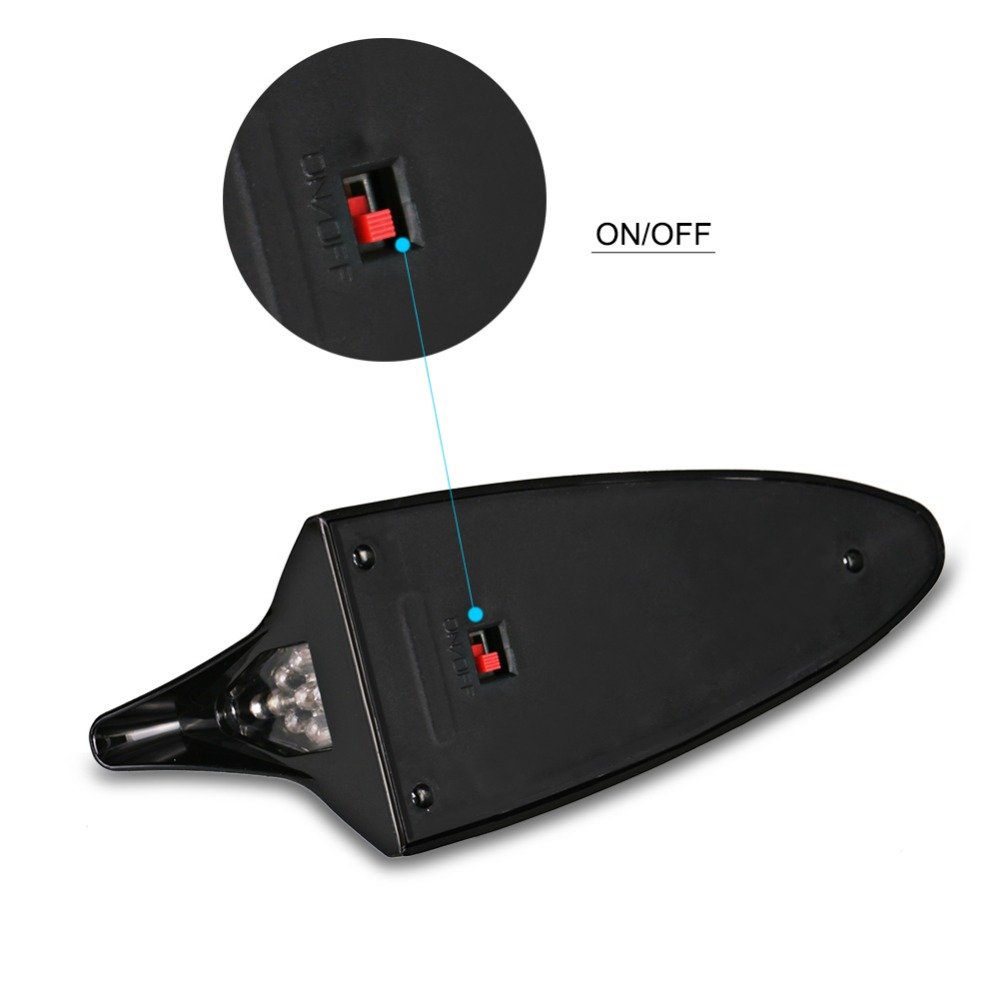 Flash 8-Led Auto Car Shark Antenna Fin Roof Antenna Car Styling Warning Tail Light Solar Power Antenne Voiture Antena Coche