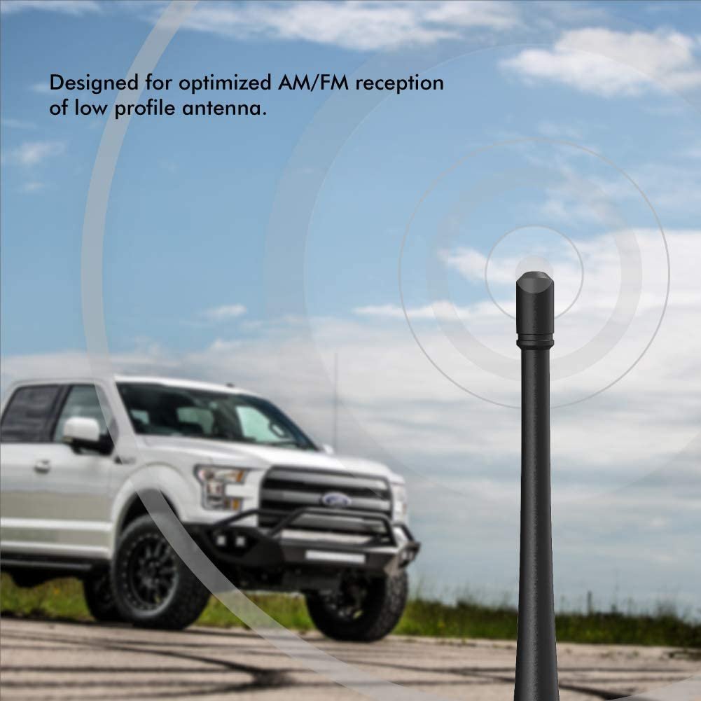 7 Inches Carbon Fiber Car Antenna for Ford F150 2009-2024 Shark Fin Design with FM/AM Reception Rubber Antenna Replacement