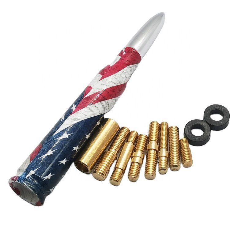 Car Truck 50 Cal Bullet Antenna American Flag Design Antenna Aluminium Billet Automotive Decorative Antennas