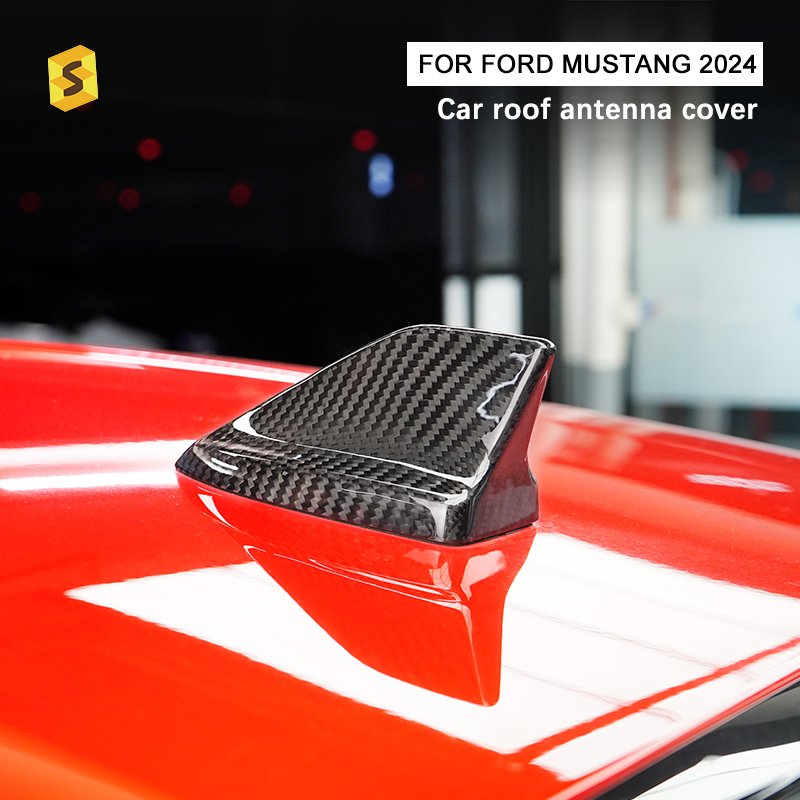 ShaSha Dry Real Carbon Fiber Car Interior Accessories Car Roof Antenna Cover for Ford Mustang GT 2024