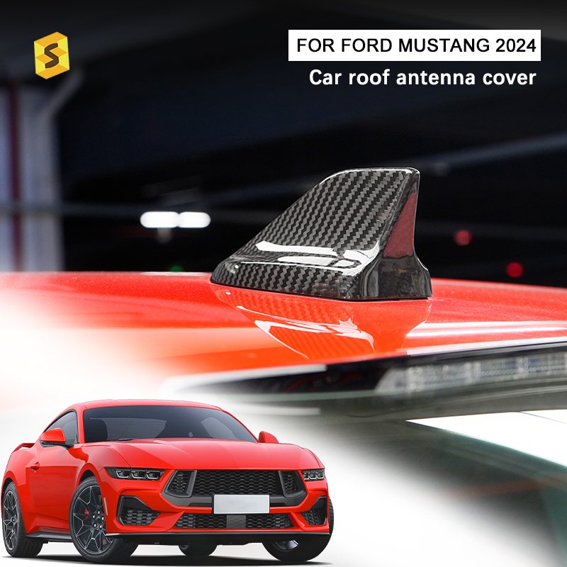 ShaSha Dry Real Carbon Fiber Car Interior Accessories Car Roof Antenna Cover for Ford Mustang GT 2024