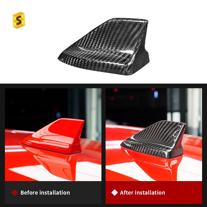 ShaSha Dry Real Carbon Fiber Car Interior Accessories Car Roof Antenna Cover for Ford Mustang GT 2024