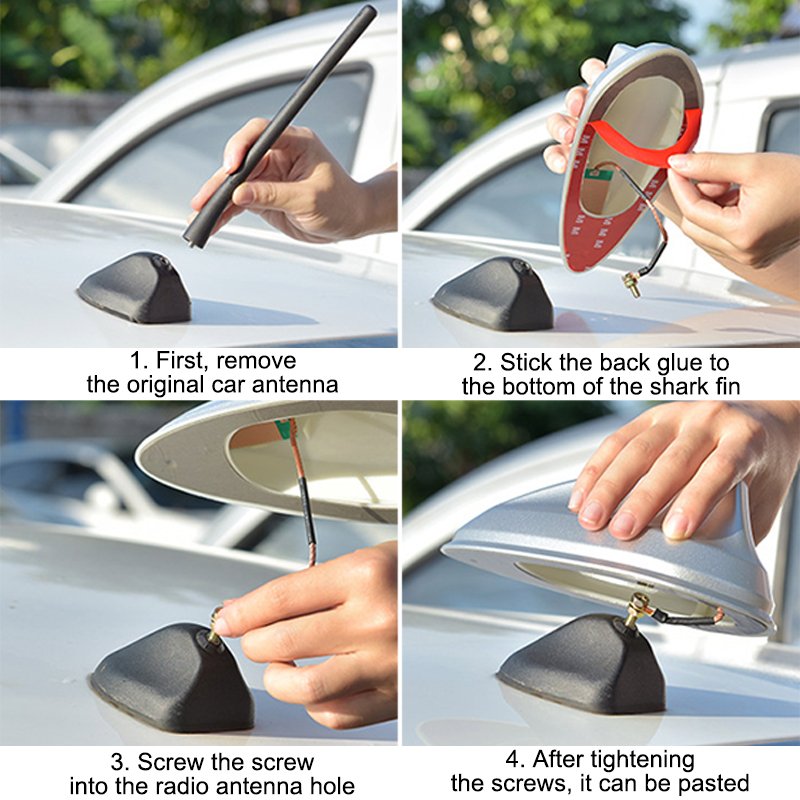 Equipped with a Universal Car Antenna for signal Reception, with a Roof Mounted Tail Wing Modified Without Drilling.