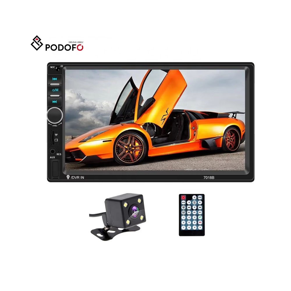 Podofo Car Radio Autoradio 7" 2 Din Touch Screen Car MP5 Player Audio Stereo BT Phone Link USB + Rear View Camera