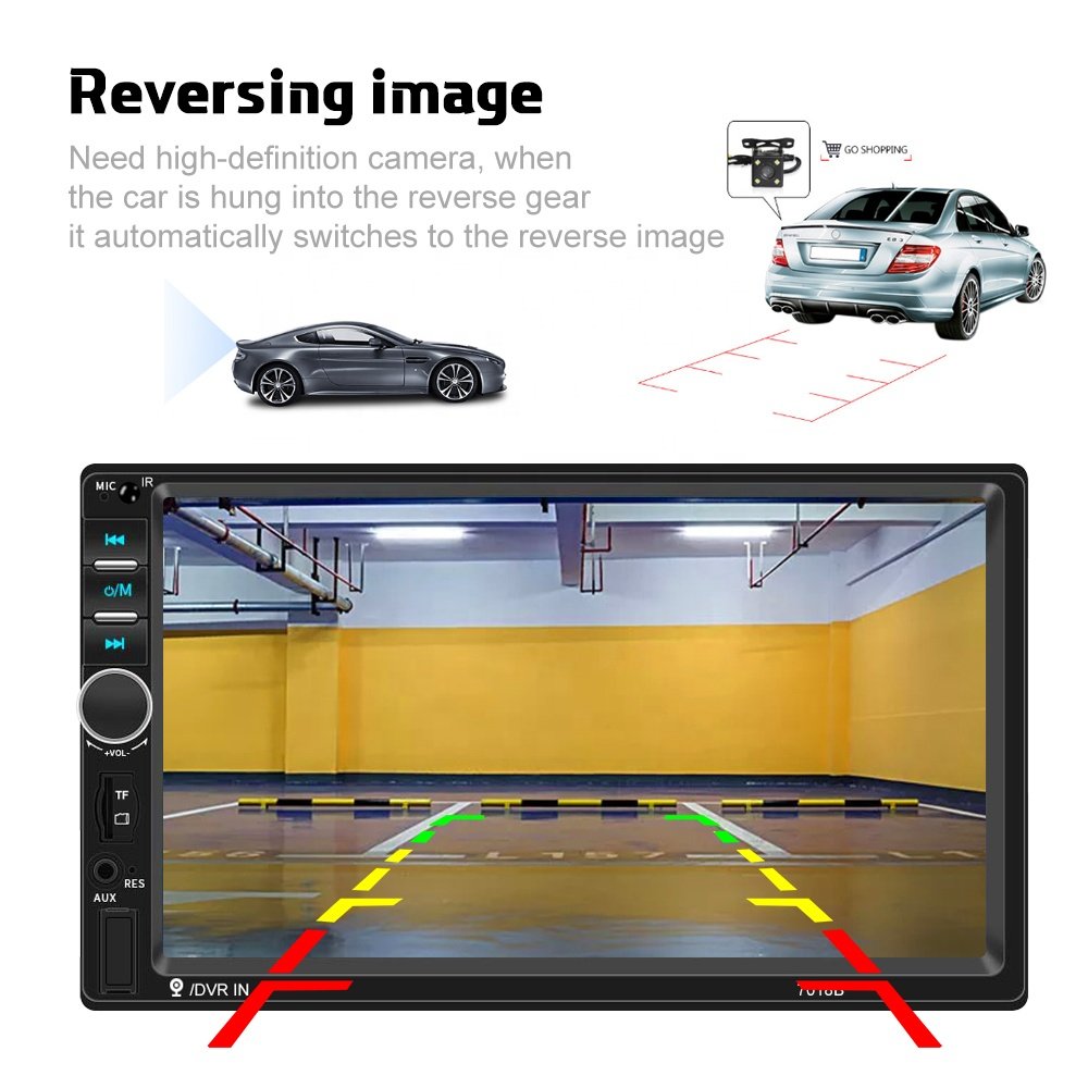 Podofo Car Radio Autoradio 7" 2 Din Touch Screen Car MP5 Player Audio Stereo BT Phone Link USB + Rear View Camera