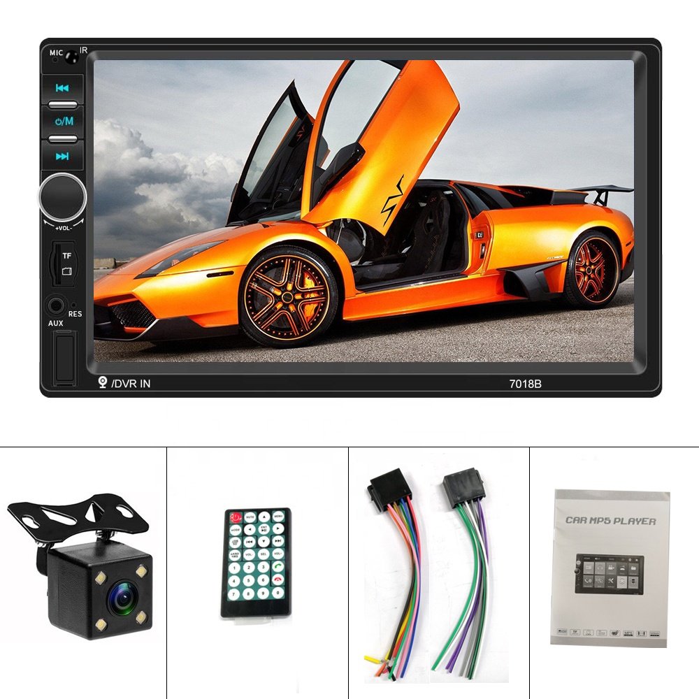 Podofo Car Radio Autoradio 7" 2 Din Touch Screen Car MP5 Player Audio Stereo BT Phone Link USB + Rear View Camera