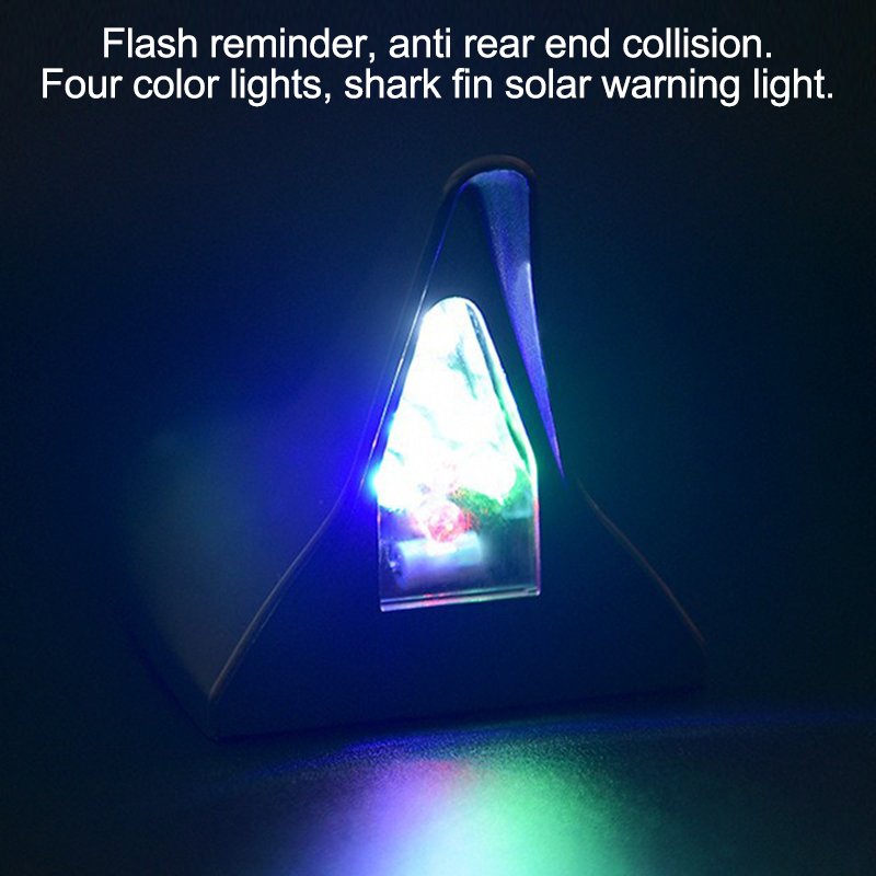 Car Solar Shark Fin Antenna Decoration, Anti Rear End Roof with Remote Warning Flashing Lights on the Tail Wing.