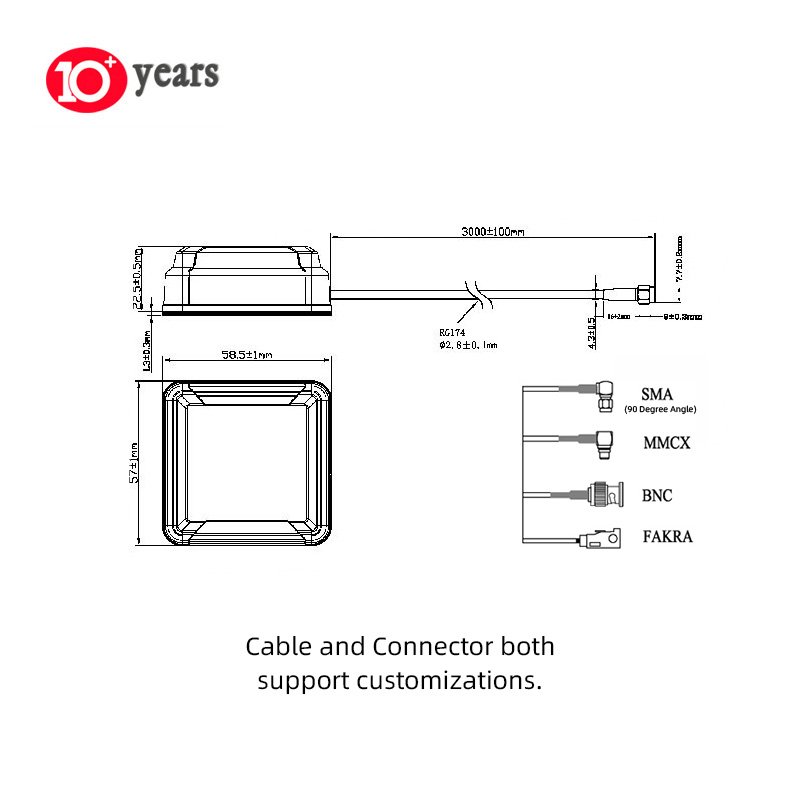 Steady High Gain GPS Antenna Glonass External BDS Car Galileo Active High Precision Positioning GNSS Antenna With SMA Connector