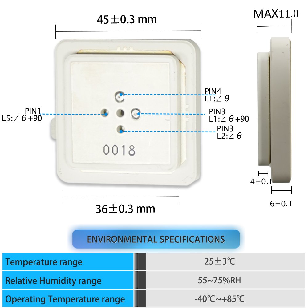 36x36x4mm 45x45x6mm 1575.42mhz Passive External Gnss Car Gps Ceramic Patch L1L2L5 Antenna