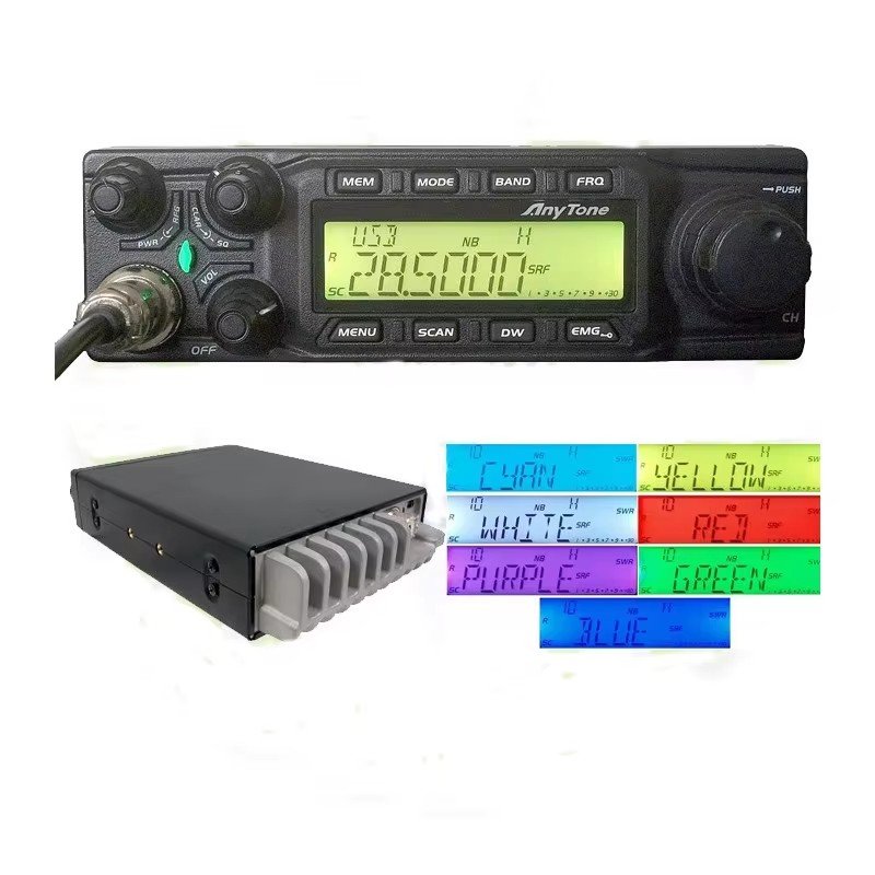 ANYTONE AT-6666 CB Radio 10 Meter Radio 40 Channel Mobile Transceiver Large LCD Displays AM FM Walkie Talkie