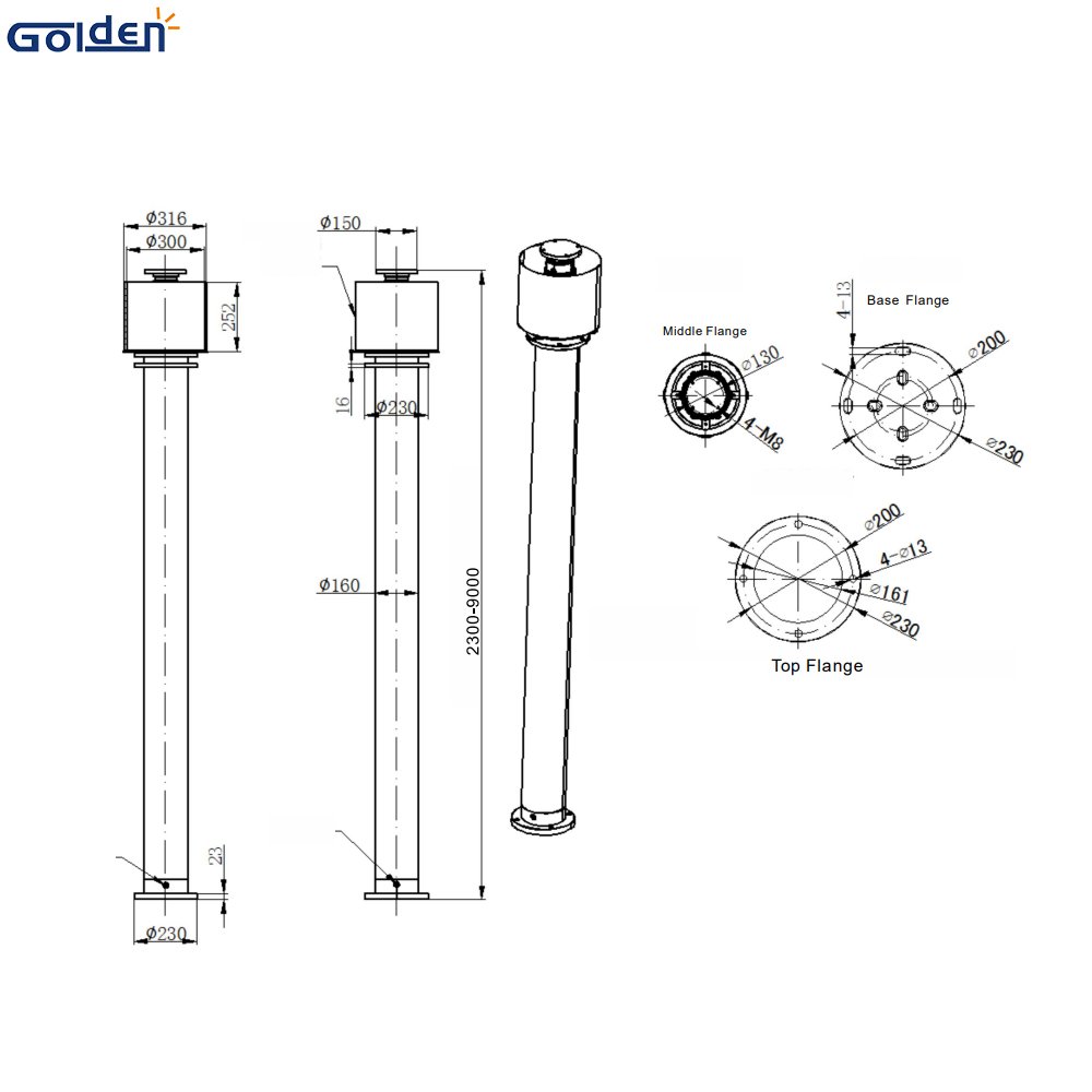 Telescopic Mast Pneumatic Telescoping Pole Masts