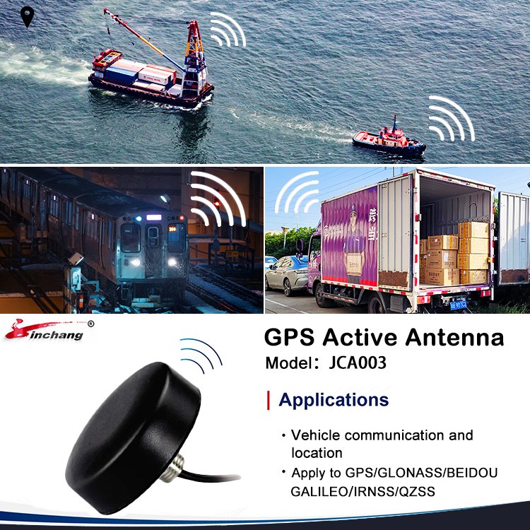 JCA003 IATF16949 Waterproof Customization Screw Mounting Puck Antenna Mini Active GPS Antenna For Car Location With RG174 Cable