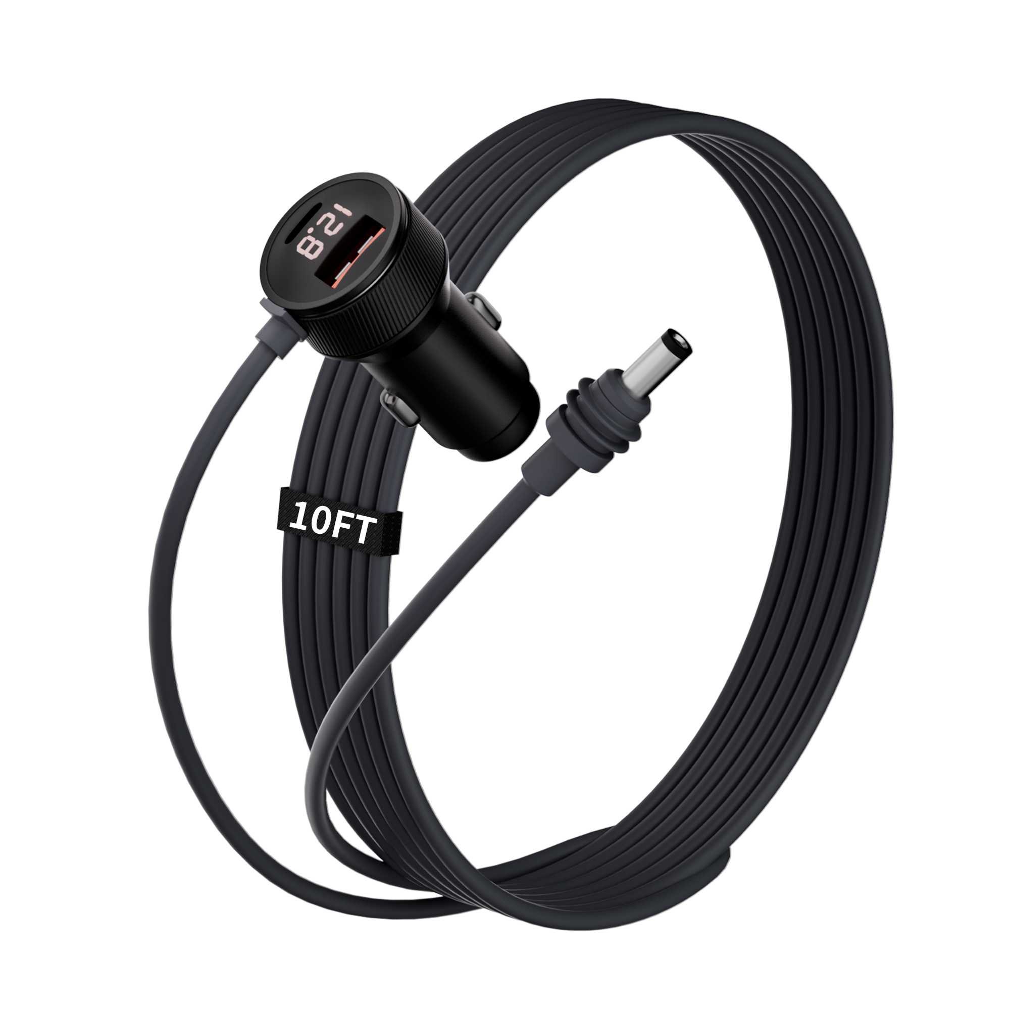 10FT/3M Length 12V-24V Starlink Mini Power Cable With Digital Cigarette Lighter Adapter And DC Plug For Starlink Mini Router