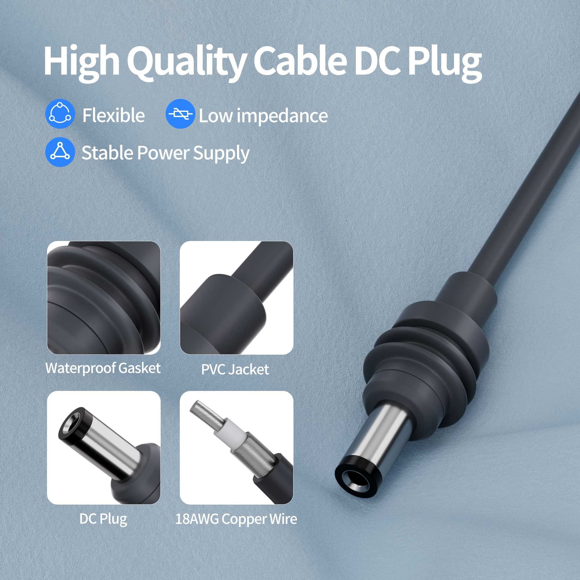 10FT/3M Length 12V-24V Starlink Mini Power Cable With Digital Cigarette Lighter Adapter And DC Plug For Starlink Mini Router