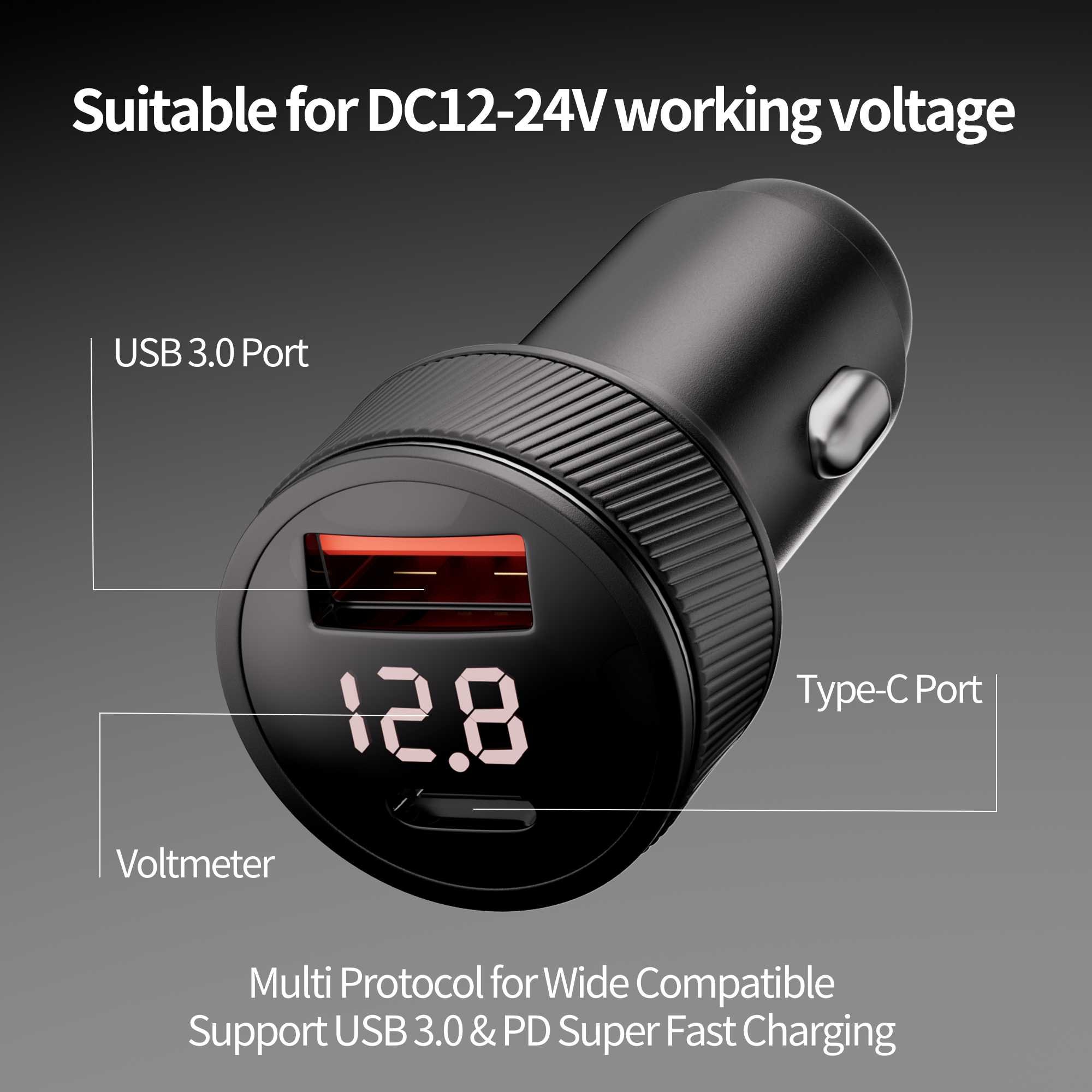 10FT/3M Length 12V-24V Starlink Mini Power Cable With Digital Cigarette Lighter Adapter And DC Plug For Starlink Mini Router