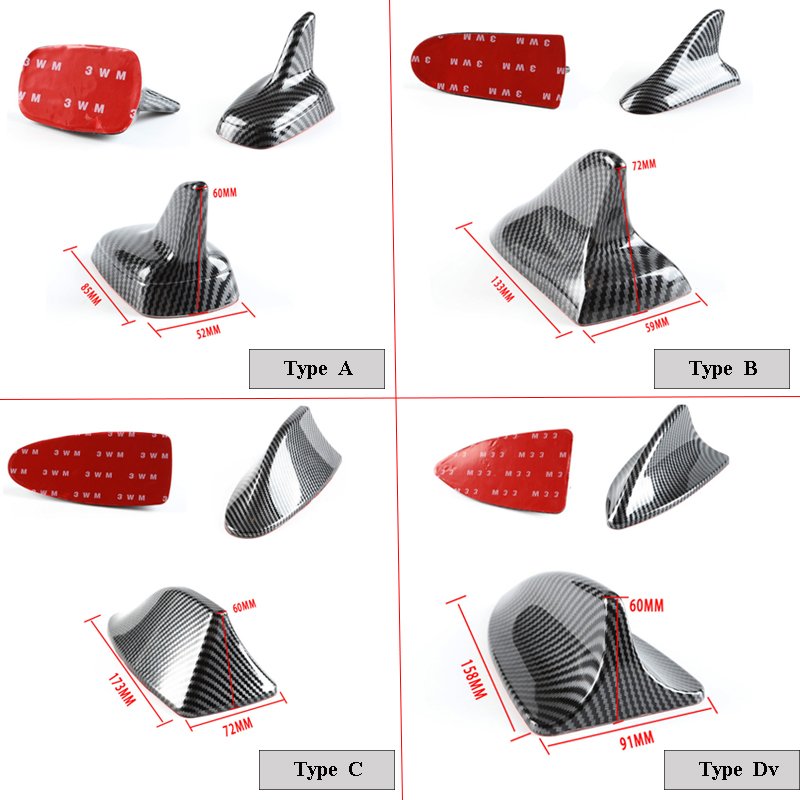 Car Decoration Antenna for Off Road Car Universal 4 Types Carbon Fiber Texture Shark Fin Roof Car Antenna
