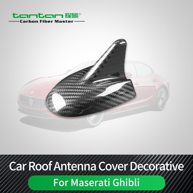 For Maserati Ghibli 17-23 Year Auto Interior Modification Parts Glossy Black Carbon Fiber Car Antenna Cover Car Interior Sticker