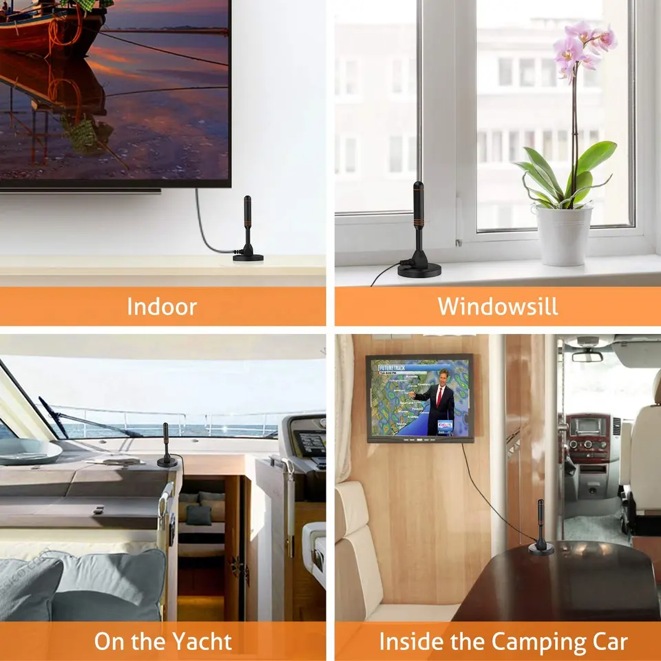 Antenas De Interior Aerial Full Digital Hd Antena Tv Amplified Hdtv Magnetic Dvb-t Tv Antenna With Magnet Base